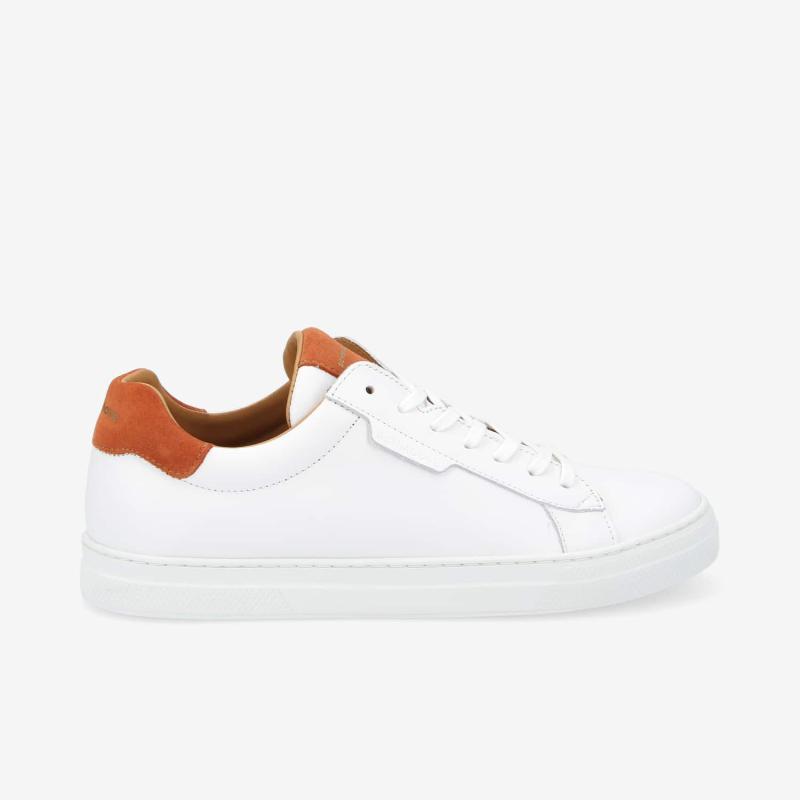 SPARK CLAY M - NAPPA/SUEDE -  BLANC/ORANGE SANGUINE